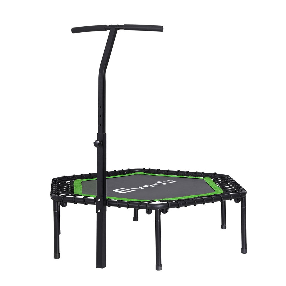 Everfit 48inch Hexagon Fitness Trampoline Rebounder Adjustable Handrail Green