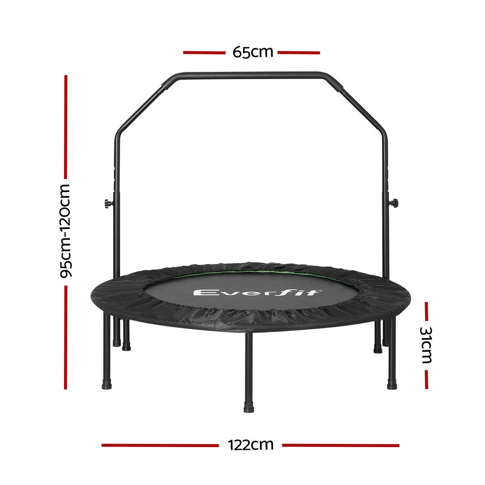 Everfit 48inch Round Fitness Trampoline Rebounder Adjustable Handrail Green