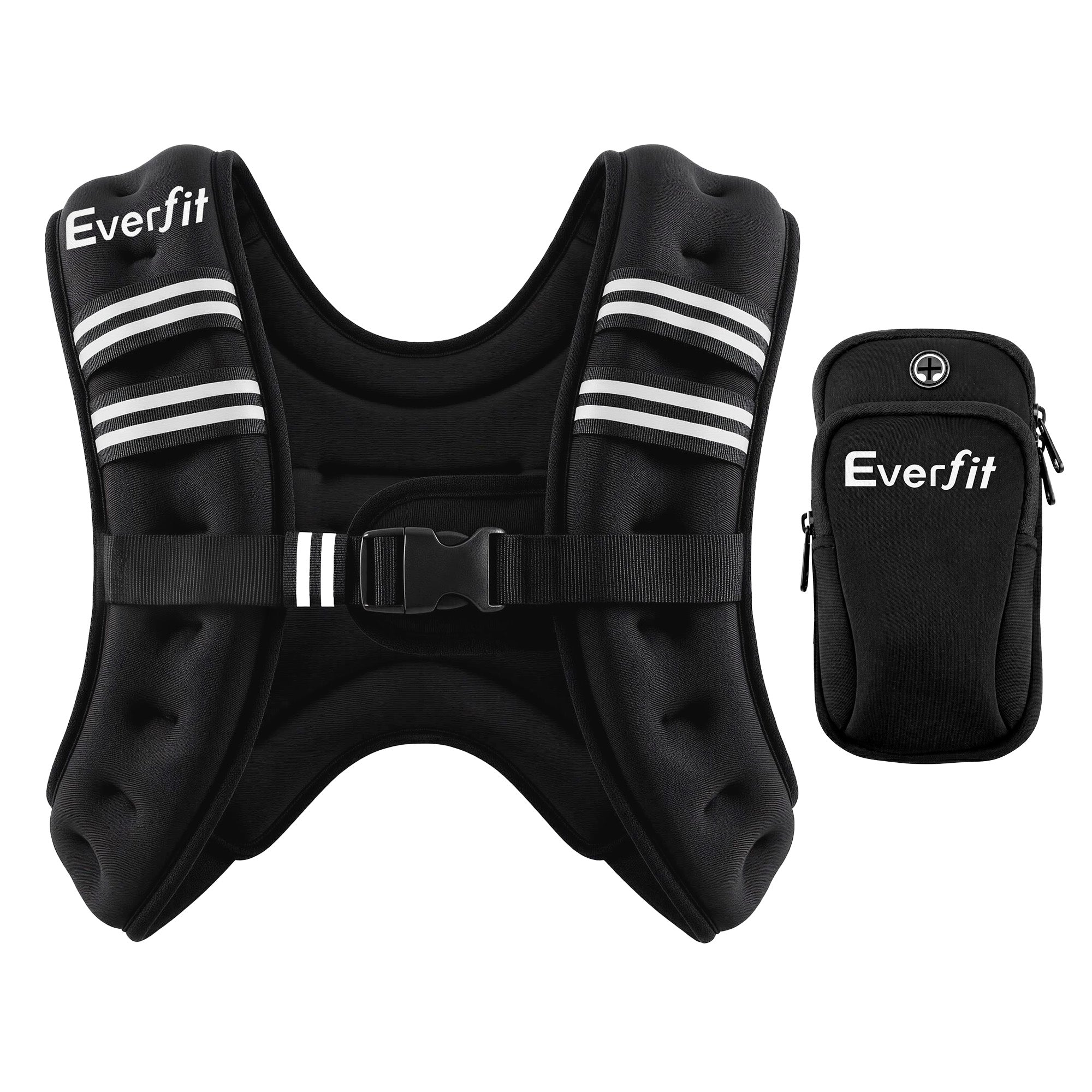 Everfit 5kg Weighted Vest Men Women, Reflective Running Vest with Armband Pouch