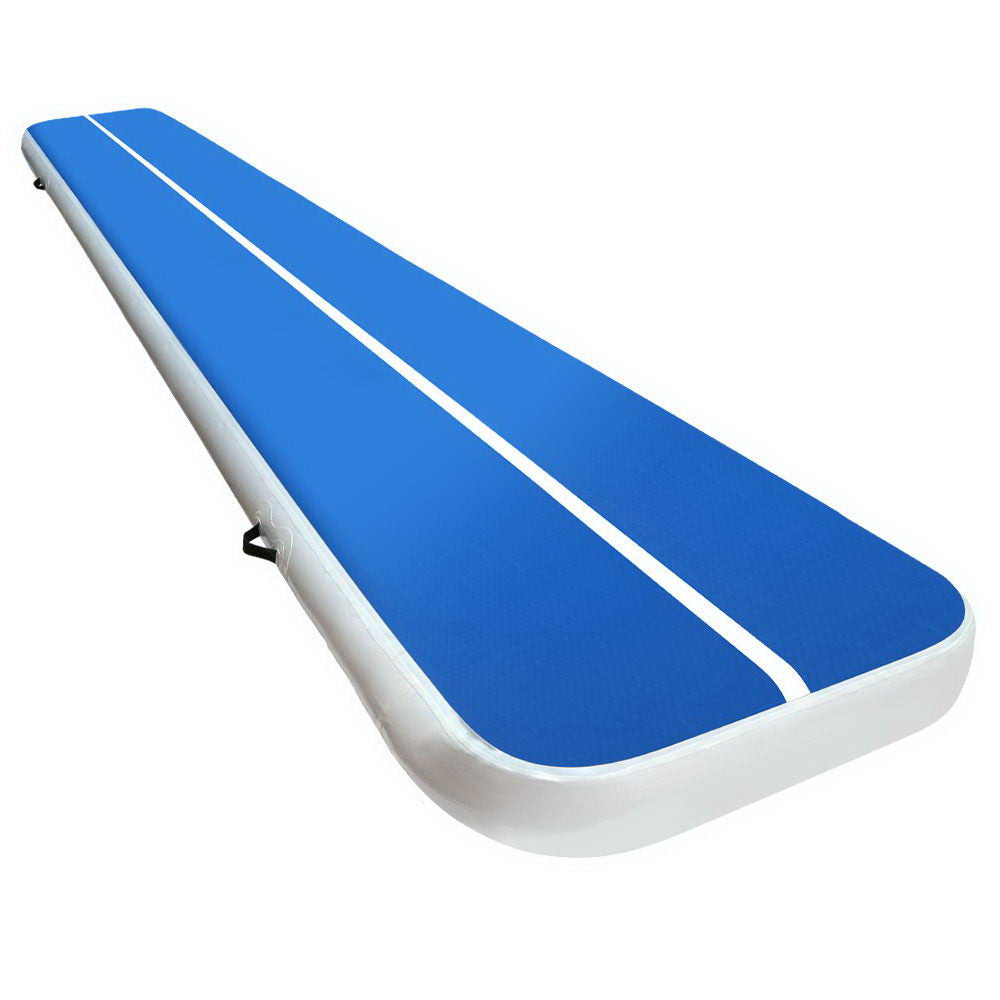 Everfit 5m x 1m Inflatable Gymnastic Tumbling Air Track Mat 20cm Thick Blue and White