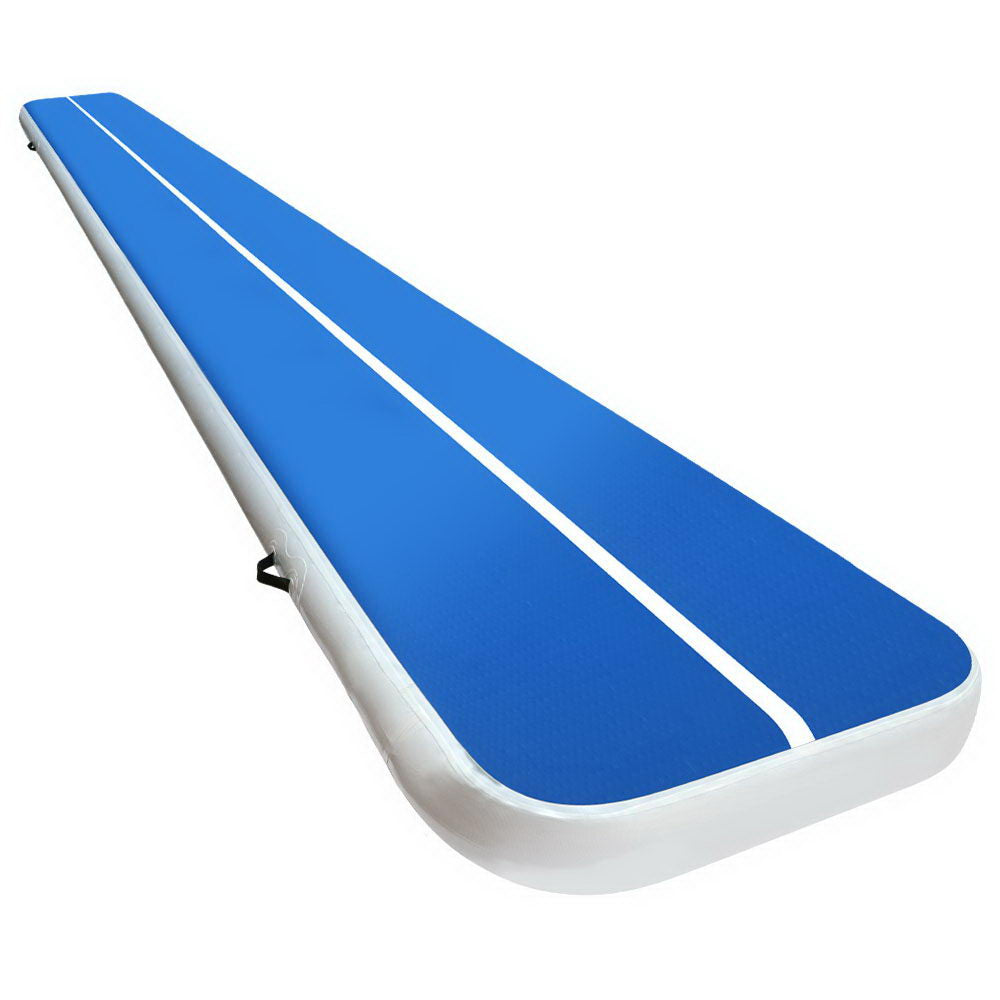 Everfit 6m x 1m Inflatable Gymnastic Tumbling Air Track Mat 20cm Thick Blue and White