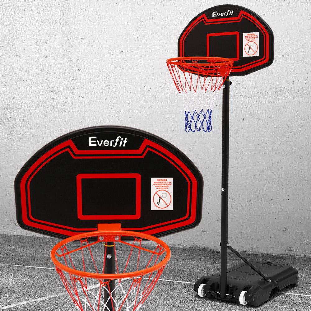 Everfit 2.1m Adjustable Portable Basketball Stand Hoop System Steel Rim Black