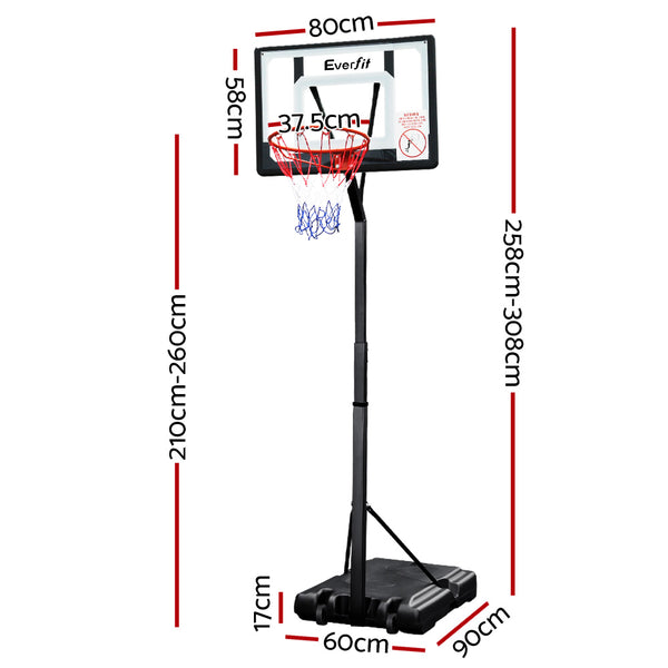 Everfit 2.6M Basketball Hoop Stand System Adjustable Portable Pro Kids