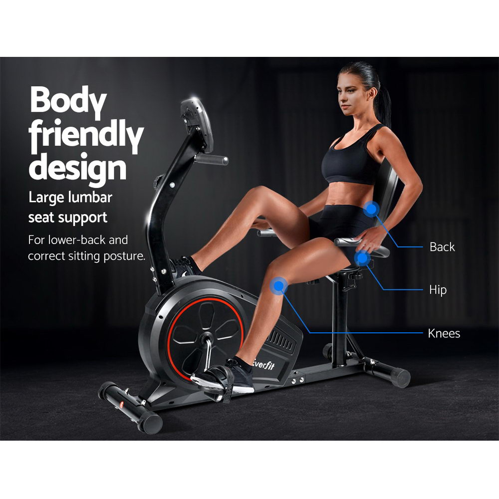 Everfit Magnetic Recumbent Exercise Bike Fitness Trainer Home Gym Equipment Black