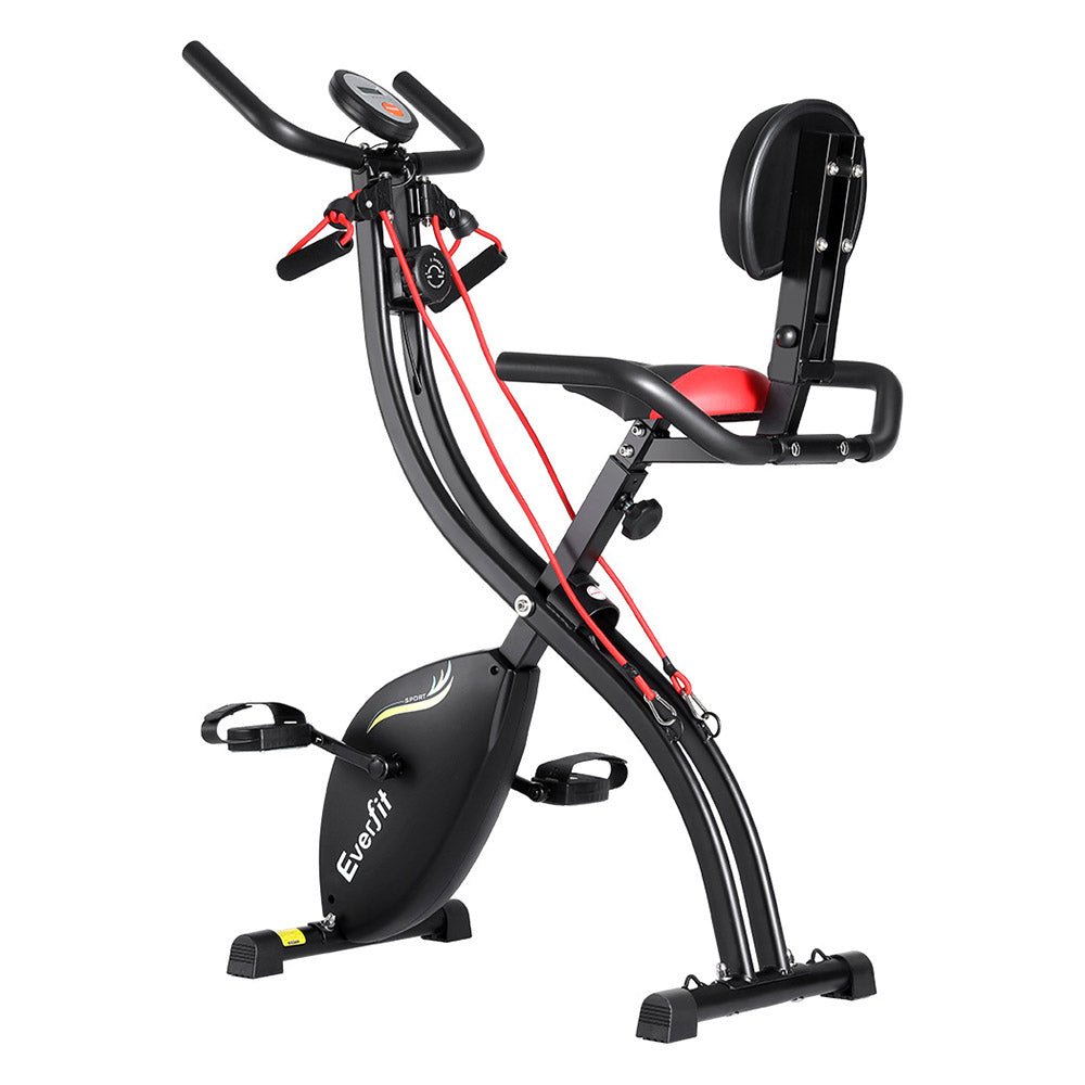 Everfit Folding Exercise Bike Magnetic X-Bike Indoor Cycling Resistance Rope - Everfit