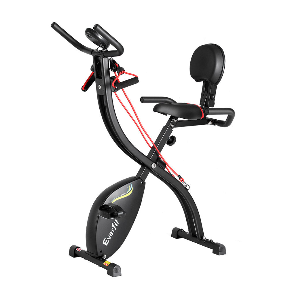 Everfit Folding Exercise Bike Magnetic X-Bike Indoor Cycling Resistance Rope