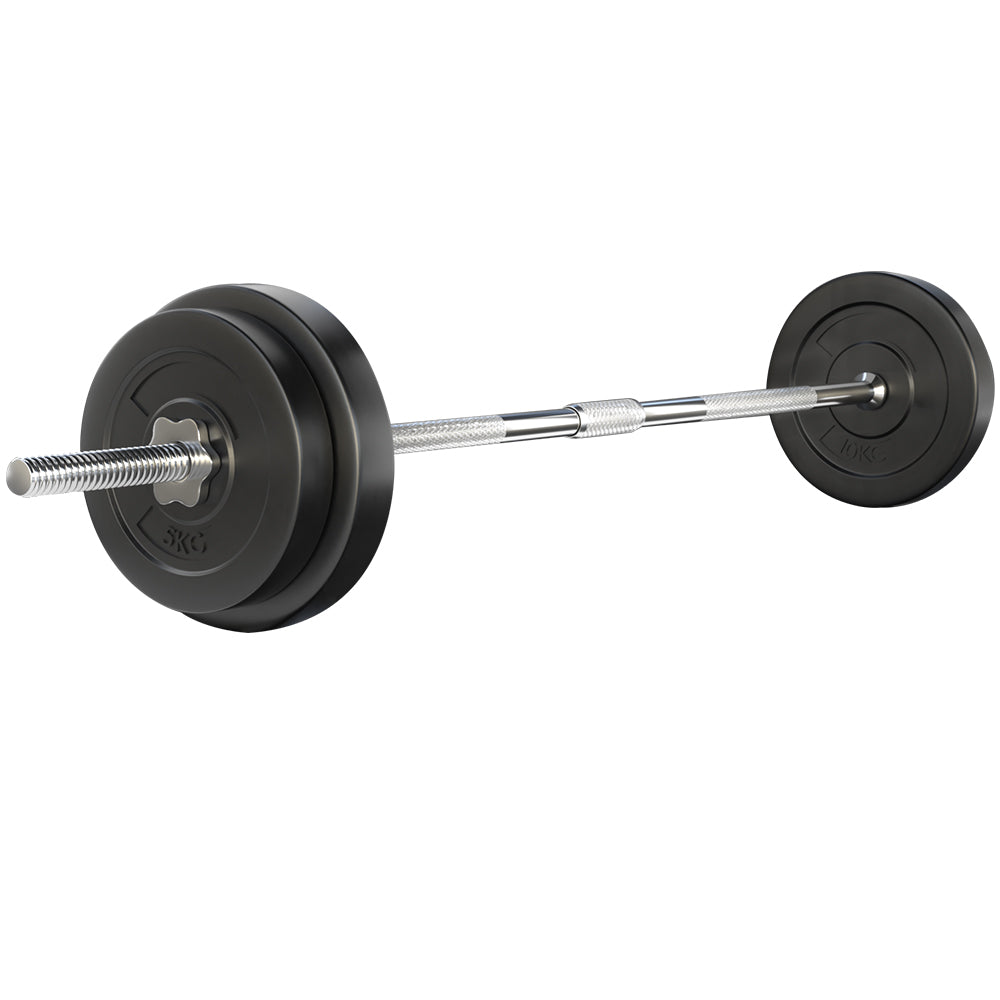 38KG Barbell Weight Set Plates Bar Bench Press Fitness Exercise Home Gym 168cm