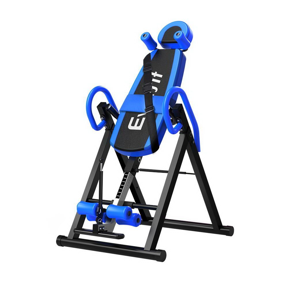 Everfit Gravity Inversion Table Foldable Stretcher Inverter Home Gym Equipment Blue