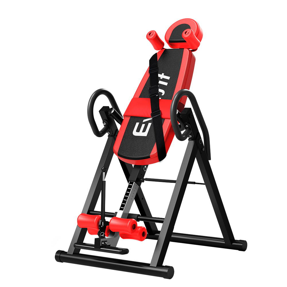 Everfit Gravity Inversion Table Foldable Stretcher Inverter Home Gym Equipment Red