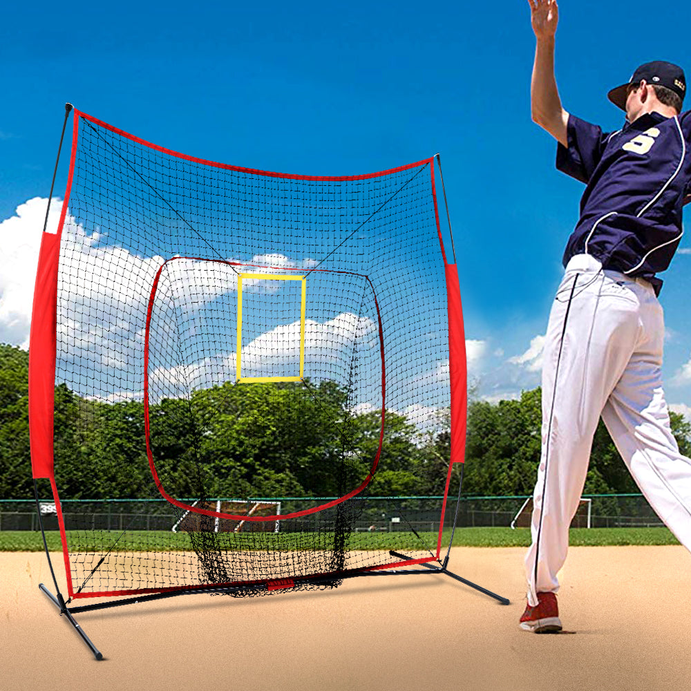 Everfit Portable Baseball Softball Tennis Training Net Stand Red