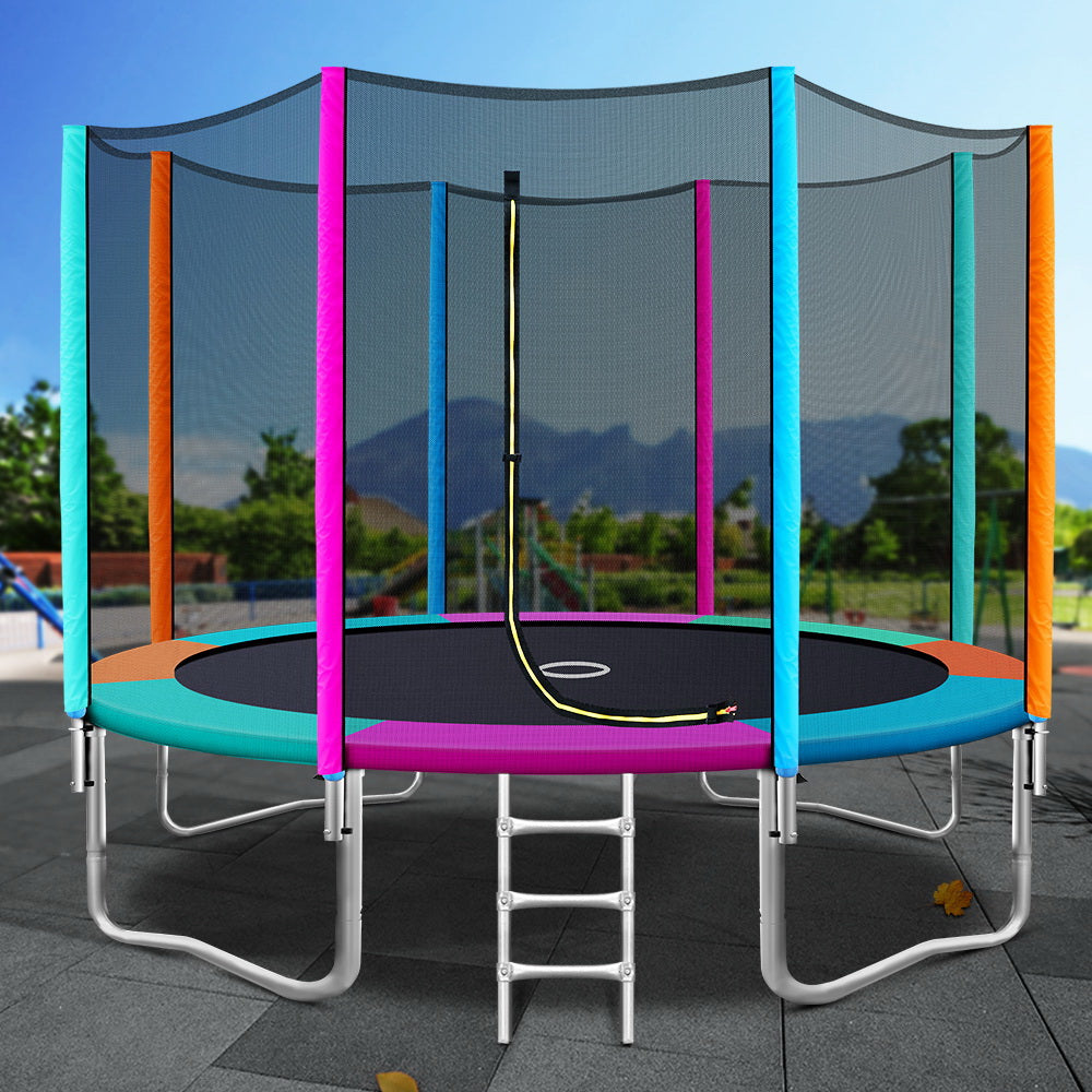 Everfit 12FT Trampoline Round Kids Safety Net Enclosure Outdoor Multi-Coloured