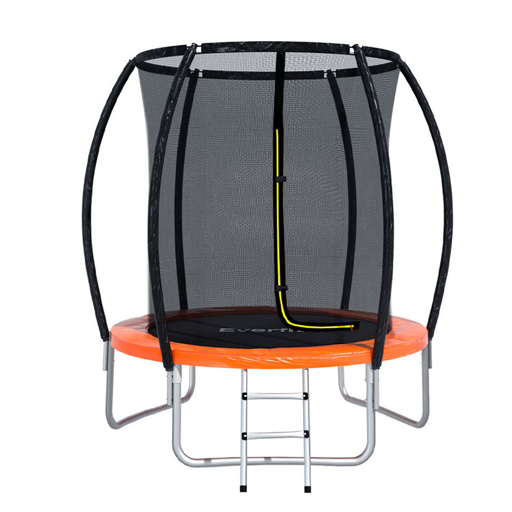 Everfit 6FT Trampoline for Kids w/ Ladder Enclosure Safety Net Rebounder Orange - Everfit