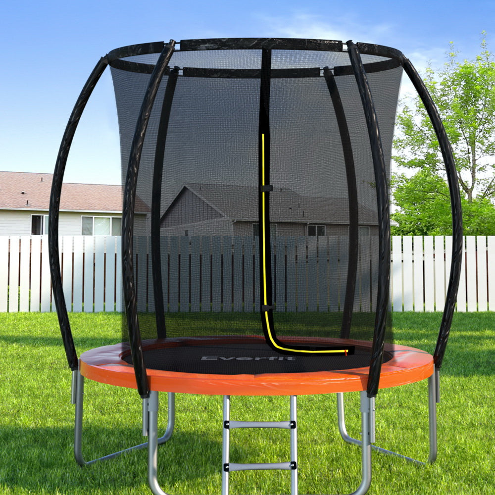 Everfit 6FT Trampoline for Kids w/ Ladder Enclosure Safety Net Rebounder Orange - Everfit