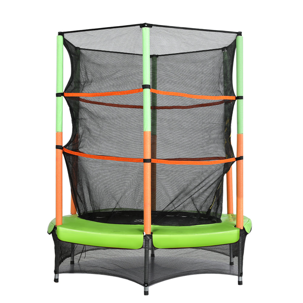 Everfit Trampoline 4.5FT Kids Trampolines Cover Safety Net Pad Ladder Gift Green